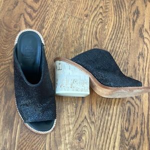 TIBI Textured Mules with White Cork Heels 6